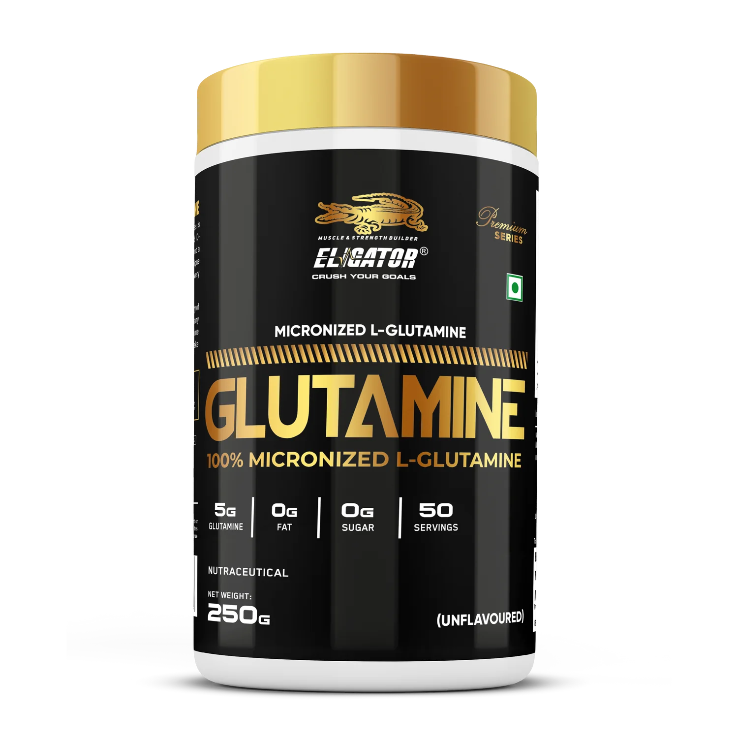 Eligator Glutamine - 250g (50 Servings) Unflavoured